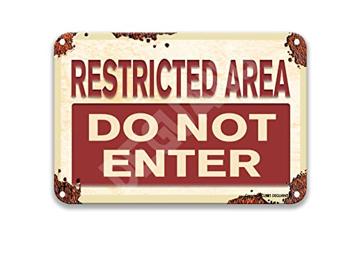 Vintage-Blechschild mit Aufschrift "Warning Restricted Area Do Not Enter", Vintage-Blechschild, Waschküchen-Dekoration, Vintage-Kaffee-Dekoration, Bauernhaus, Badezimmer, Metall, 20,3 x 30, von Wcguokj