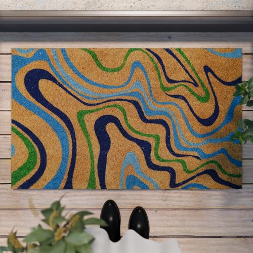 Aqua Fusion – Stylische Kokos-Fußmatte von WECONhome für den Innen- und Zwischenbereich (45 x 75 cm, Natur) von Wecon Home