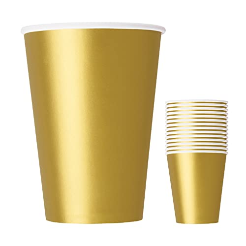 WedDecor Einweg-Pappbecher, 266 ml, goldfarben, Partybecher, Geschirr, perfekt zum Servieren von heißen oder kalten Getränken, Geburtstagen, Grillen, Hochzeiten, Picknicks, Weihnachten und besonderen von WedDecor