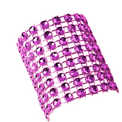 WedDecor Servietten Ringe Strass Design Servietten Halter Wrap für Bankette, ESS, Weihnachten, Partys, Hochzeiten Tisch Dekoration, 13cm x 4cm - Hot Pink von WedDecor