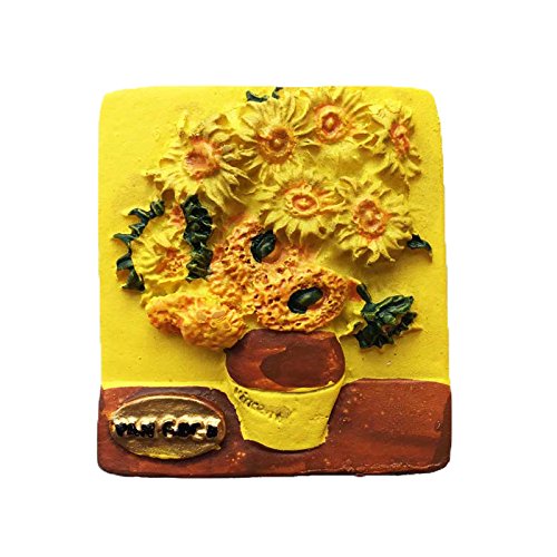 Berühmte 3D-Sonnenblume Van Gogh Holland Kühlschrankmagnet, Reiseaufkleber, Souvenirs, handgefertigt, Heim- und Küchendekoration, Holland-Kühlschrankmagnet von Wedare Magnet Souvenir