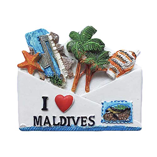 Wedare Malediven 3D-Kühlschrankmagnet, Reise-Souvenirs-Aufkleber, „I Love Maledives“-Stil, handgefertigt, Kühlschrankmagnet, kreative Heim- und Küchendekoration von Wedare Magnet Souvenir