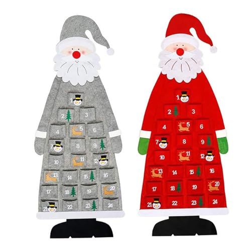 Weihnachtsfilm-Adventskalender mit 24 Taschen großer Kapazitätsraum-sparender Countdown-Kalender für Home Christmas Decoration Red Advent Calender von Weduspaty