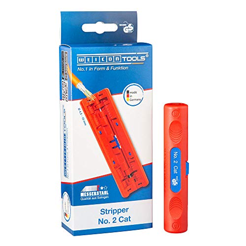 WEICON TOOLS Stripper No. 2 Cat | Entmanteler, Abmanteler von PVC-Datenkabeln, Rundkabeln & Stromkabeln, Blau,rot von WEICON