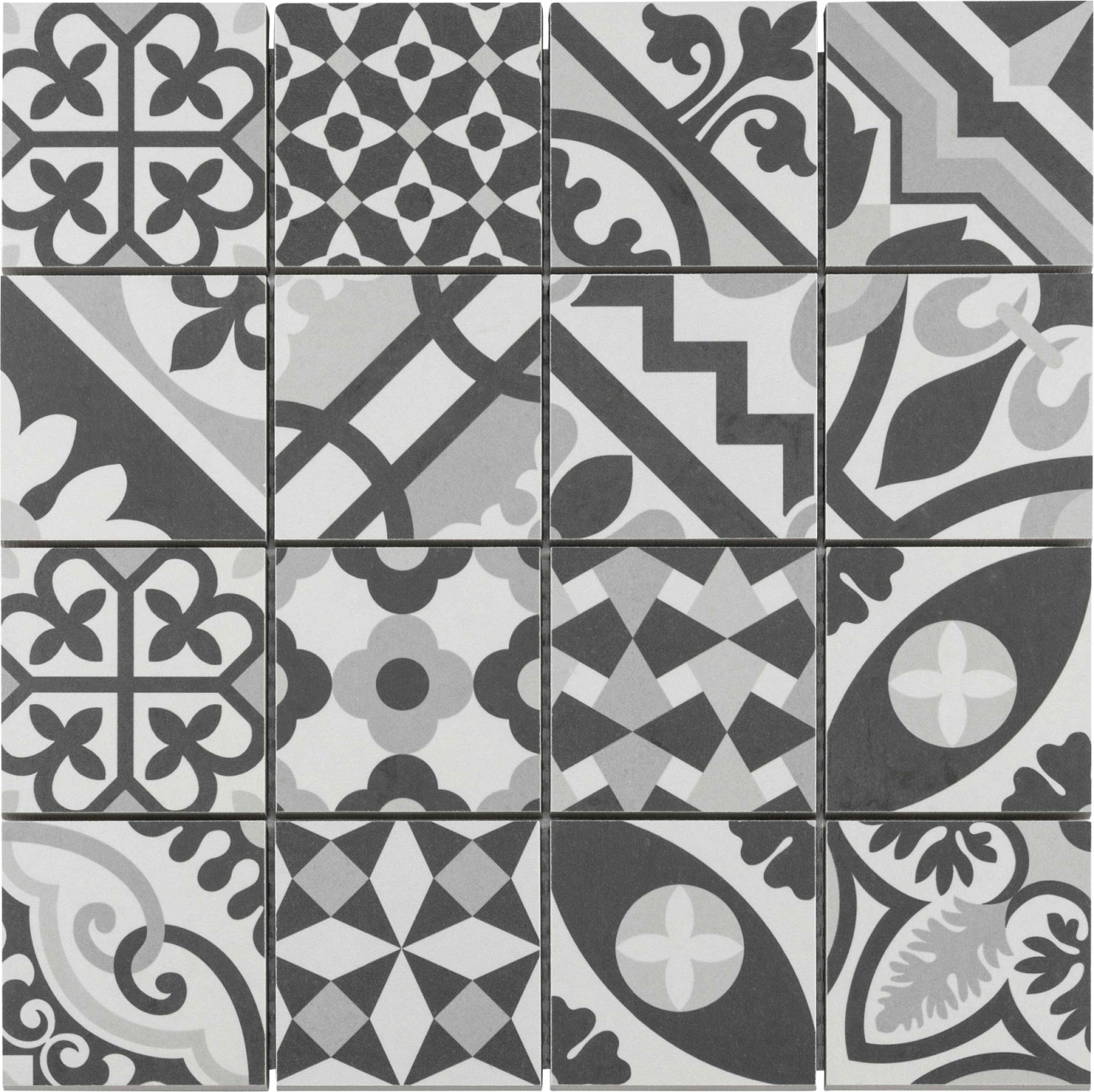 Mosaikfliese Harmony 32 x 32 cm schwarz-weiß Steinmaß: ca. 7,7 x 7,7 cm von KNG