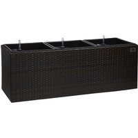 Pflanzkübel Polyrattan 102 x 36 x 36 cm, für Innen und Außen, Bewässerungssystem,  bicolour braun von Weles