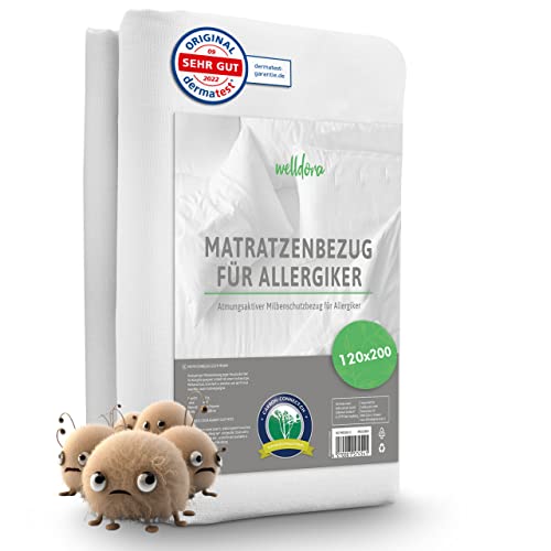 Welldora ǀ Premium Milbenbezug Matratzen 120x200x20 ǀ Fachärztlich getesteter Allergiker Matratzenschoner ǀ Anti Milben Encasing mit Reissverschluss ǀ Allergiker Bettwäsche (120 x 200 cm) von Welldora