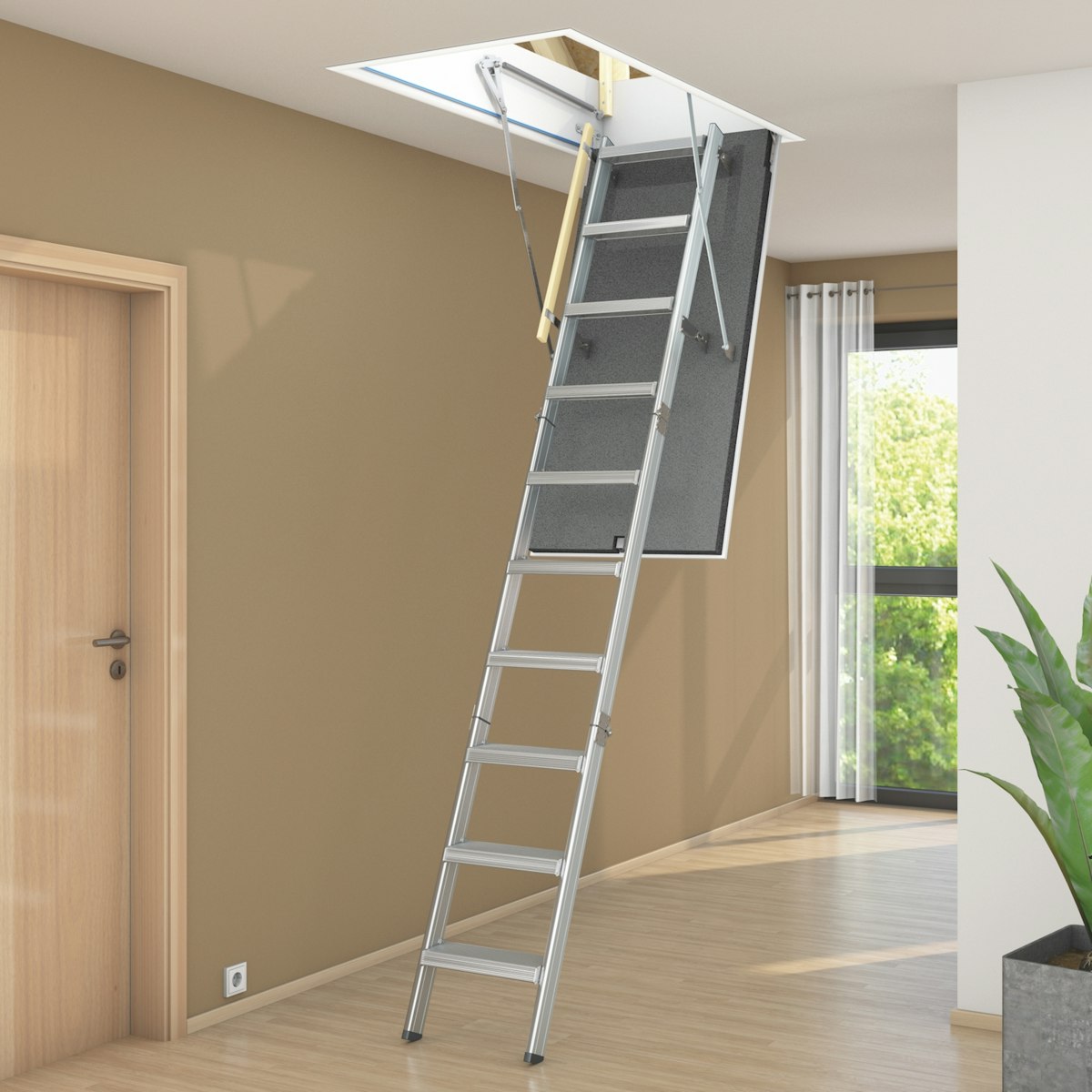 Wellhöfer Bodentreppe AluDrei - 3-teilig aus Aluminium mit Wärmedämmung 130 x 60 cm 4D-Wärmeschutz - Doppeldämmung, Dichtung, Deckenanschluss 248 - 259 cm Wellhöfer Bodentreppe AluDrei - 3-teilig aus Aluminium mit Wärmedämmung 130 x 60 cm 4D-Wärmeschutz - Doppeldämmung, Dichtung, Deckenanschluss 248 - 259 cm von Wellhoefer