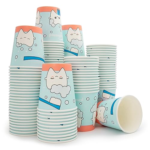 Wellsamed WELLSACUP 1000 Stück Pappbecher 180 ml, Motiv Zähnchen, geeignet für Heiß- und Kaltgetränke, Kindergarten, Motivation Zahnpflege Mundhygiene von Wellsamed