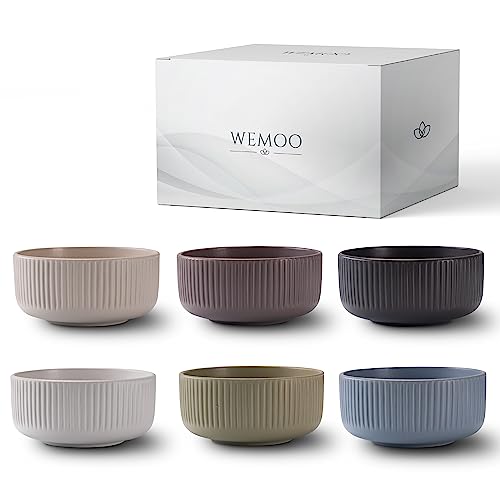 WEMOO Müslischalen Set (6 x 850ml) - Extra Groß für Müsli, Suppen & Bowls - Müslischale - - Schüssel - Schalen Set von Wemoo