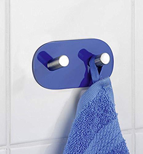 2 x Wenko Wandhaken Duo Blau Edelstahl Badezimmer Haken Handtuchhaken ohne Bohren von Wenko by HT