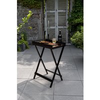 Metall Beistelltisch mit Tablett in Schwarz 60 x 89 x 42 cm - Gestell: Schwarz, Tablett: natur - Wenko von Wenko