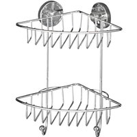 Vacuum-Loc® Eckregal Bari 2 Etagen, Befestigen ohne bohren, Silber glänzend, Stahl chrom - silber glänzend - Wenko von Wenko