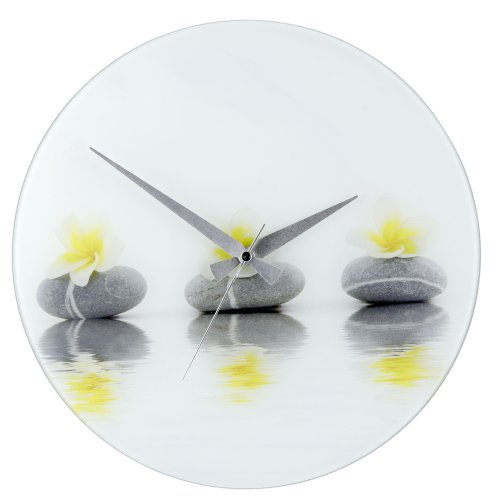 WENKO 21360100 Wanduhr Stones with Flower, Gehärtetes Glas, 37 x 3 x 37 cm, Mehrfarbig von WENKO