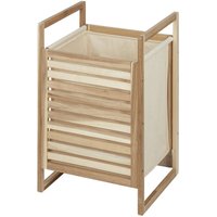 Wäschetruhe Acina, aus fsc® zertifiziertem Akazienholz, Braun, Holz natur, Baumwolle creme, Polyester creme - braun - Wenko von Wenko