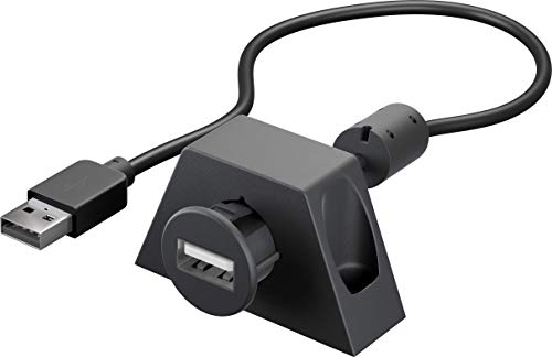 Goobay 95445 USB Verlängerung inkl. Halterung für MP3 Autoradio / USB 2.0 Typ A Verlängerungskabel / 480 Mbits USB Kabel / Schwarz / 1,2 Meter von goobay