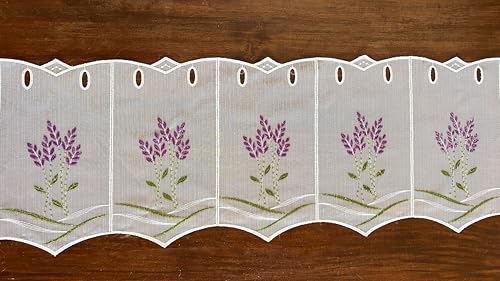 Werterhalt ums Haus Panneaux Scheibengardine Lavendel grün/lila ca. 30 cm hoch - Preis: 1 Musterbreite à 16 cm = 1 Stück von Werterhalt ums Haus