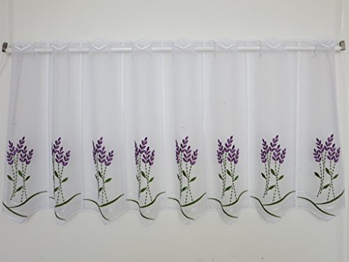 Werterhalt ums Haus Panneaux Scheibengardine Lavendel grün/lila ca. 44 cm hoch - Preis: 1 Musterbreite à 16 cm = 1 Stück von Werterhalt ums Haus