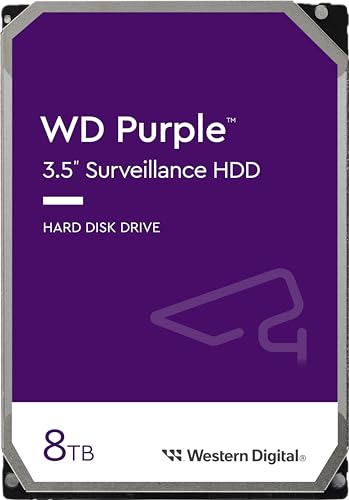WD Purple interne Festplatte 8 TB (3,5 Zoll, Festplatte für Überwachungskamera, AllFrame-Technologie, 215 MB/s Lesen, 180 TB/Jahr Workloads, 256 MB Cache, SATA 6 Gbit/s, für Dauerbetrieb) Violett von Western Digital