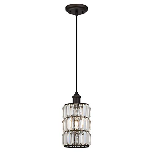 Westinghouse Lighting Einflammige Pendelleuchte, Ausführung Geölte Bronze mit Kristallprismenglas, Glas, 1 W, Oil Rubbed Bronze, 15 x 15 x 161 cm von Westinghouse