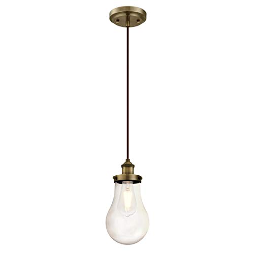 Westinghouse Lighting Einflammige Pendelleuchte, Ausführung Messing antik mit klarem Tropfenglas, Glas, 1 W, Tropfen-Klarglas, 14 x 14 x 159 cm, 6338640, messing antik mit tropfen-klarglas von Westinghouse