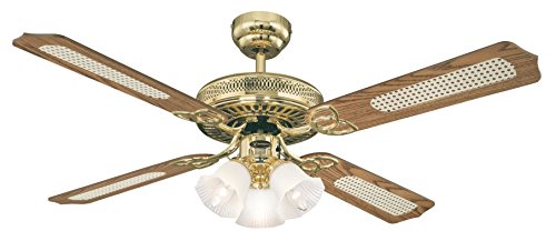 Westinghouse Lighting Deckenventilator Monarch Trio, für den Innengebrauch, Leuchtenset mit Milchglas, 7817140, Poliertes Messing, 132 x 132 x 43 cm von Westinghouse