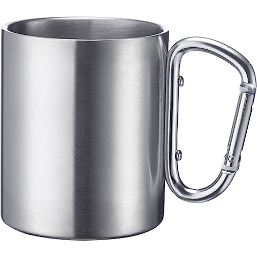 Westmark Edelstahltasse mit Karabinerhaken – praktische Camping-Tasse Outdoor, ideal für heiße und kalte Getränke, Becher mit Karabiner zum Befestigen – 300 ml, Edelstahl, rostfrei von Westmark