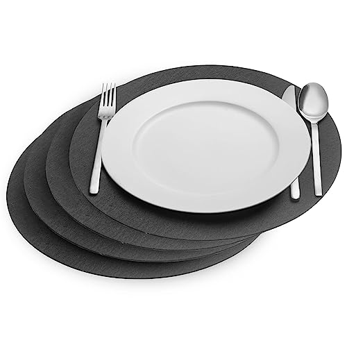 Westmark Tischsets Cozy – Set aus 4 runden Platzdeckchen, edles Platzset als Tischunterlage, für Esstisch Zuhause oder Gastronomie – Polyester, Ø 35 cm, Anthrazit von Westmark