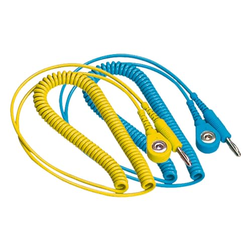 Wetec Spiralkabel mit Bananenstecker, ESD, hellblau, Anschlussart DK 10 mm (Verbindungskabel Erdungsleitung) von Wetec