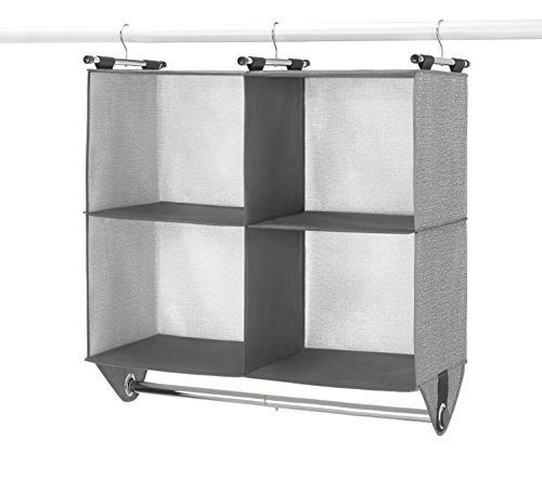 Whitmor Schrank-Organizer mit 4 Fächern, aus Stoff, mit eingebauter Chrom-Kleiderstange Whitmor Schrank-Organizer mit 4 Fächern, aus Stoff, mit eingebauter Chrom-Kleiderstange von Whitmor