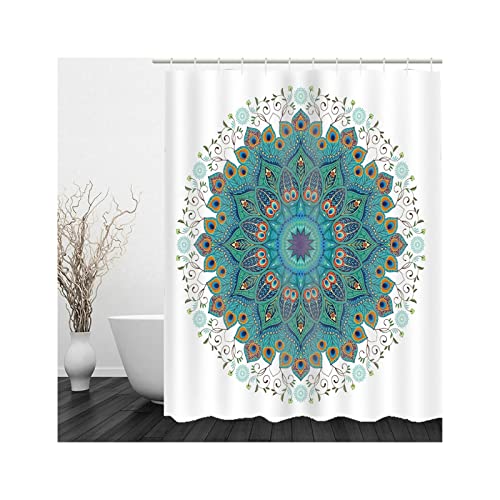 Shower Curtains Green, Duschvorhänge Textil 150X200cm Polyester Shower Curtains Mandala Blumen für Badezimmer Badewanne von Whoiy