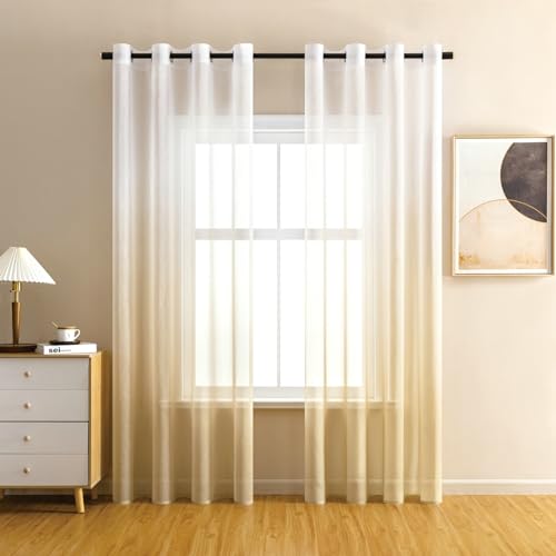 Whoiy Transparent Vorhang Transparent Hellgrün 2er Set, Polyester Fenster Gardinen Vorhänge Farbverlauf Ösen für Wohnzimmer, H214 x B86 cm Whoiy Transparent Vorhang Transparent Hellgrün 2er Set, Polyester Fenster Gardinen Vorhänge Farbverlauf Ösen für Wohnzimmer, H214 x B86 cm von Whoiy