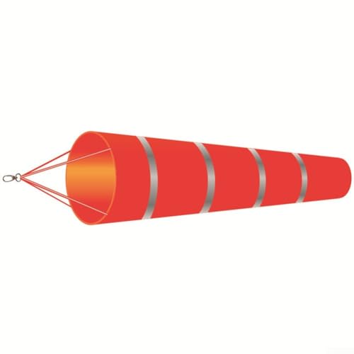 Meteorologie-Windsack-Tasche, 150 cm Länge, Orange + Weiß, Windmesssocke (Rot + Lichtleiste) von Whychstore
