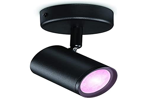 WiZ Tunable White and Color Imageo 1er LED Spot (345 lm), LED Leuchte mit 16 Mio. Farben oder warm- bis kaltweißem dimmbarem Licht, smarte Lichtsteuerung über WLAN per Stimme/App, schwarz von WiZ