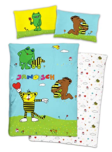 Wild South Shop - Janosch Bettwäsche Tigerente Frosch 40 x 60 + 100x135cm 100% Baumwolle Renforcé mit Reißverschluss von Wild South Shop