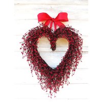 Valentinstag Herz Kranz Dekoration-Muttertagskranz-Muttertagsgeschenk-Herzkranz-Roter Kranz-Valentinstag Dekor-Jubiläumsgeschenk von WildRidgeDesign