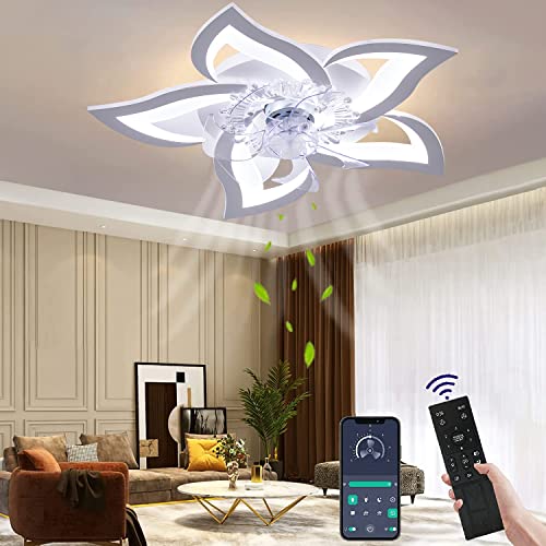 Wildcat Deckenventilator mit Beleuchtung Moderne Leise Led mit Fernbedienung Timer Blütenform Design Ventilator Deckenleuchte für Schlafzimmer (50, watts) von Wildcat