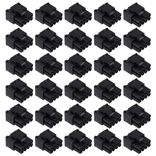 30PCS Push In 8pin (6 + 2pin) Draht Stecker ABS Material Für Grafikkarte GPU Netzteil Kabel Hülse Push In 8pin (6 + 2pin) Draht Stecker Schwarz Farbe Und Rechteck Rahmen UniversalConnectivity Für 8P von Wilgure