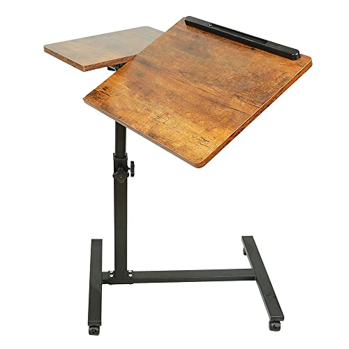 Mobiler Stehtisch mit 4 Rollen, Laptoptisch, höhenverstellbar, Laptop-Schreibtisch, Rolltisch, Computertisch, Arbeitsplatz, 60 x 34,5 x 58 – 90 cm (Kirschbaum) von Willonin