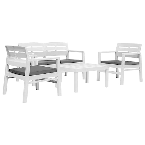 Willood 4-teiliges Gartenmöbel Set Weiß Kunststoff von Willood