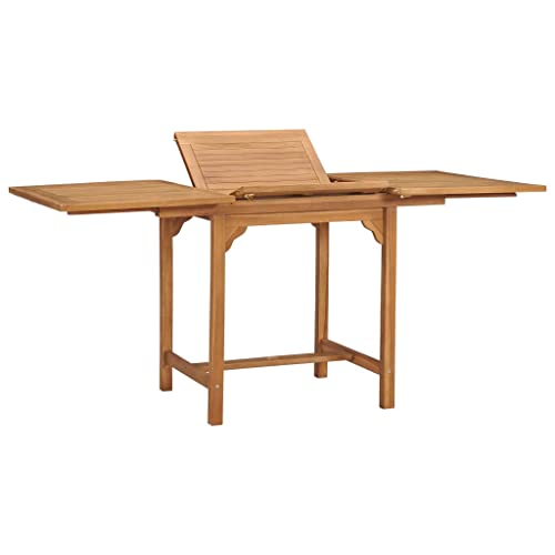 Willood Ausziehbarer Gartentisch (110-160) x80x75 cm Massivholz Teak rechteckig grau Holz Outdoor Garten Balkon Table von Willood