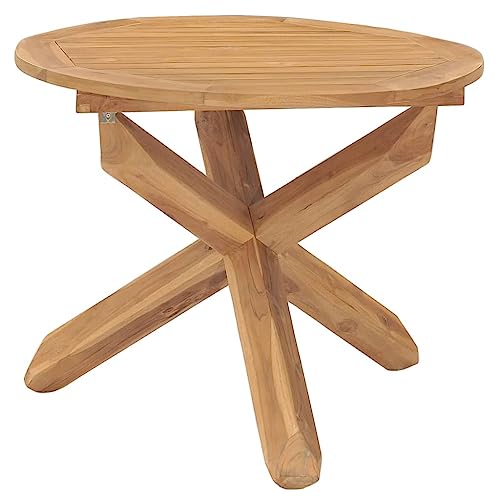 Willood Garten-Esstisch Ø90x75 cm Massivholz Teak Holz Outdoor Garten Balkon Table von Willood