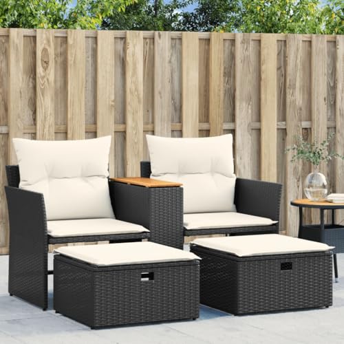 Willood Gartensofa 2-Sitzer mit Bank für Garten, Terrasse PE Rattan stark, pflegeleicht, leicht, einfach zu reinigen, langlebig, wetterfest Abnehmbar, waschbar von Willood