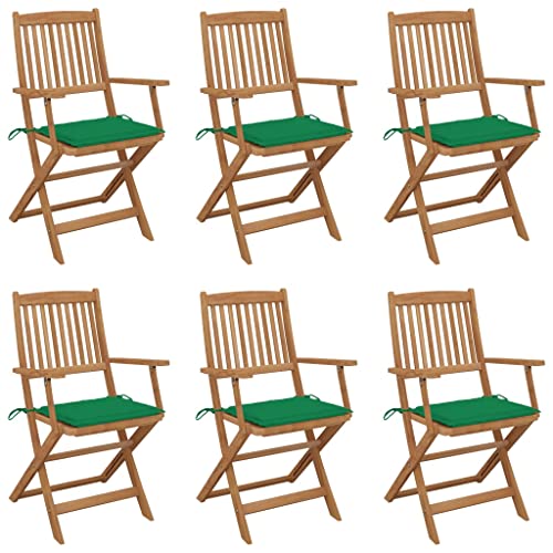 Willood Klappbare Gartenstühle 6Stk. Gartenstühle für draußen mit Kissen Massivholz Akazie von Willood