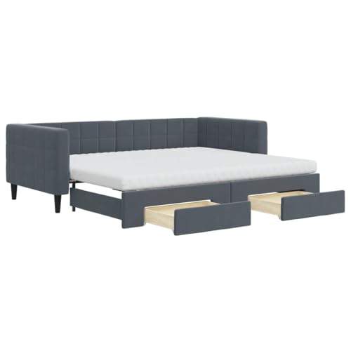 Willood Tagesbett mit Bettkasten & Schublade & Matratze Gästebett 2-in-1 Sofabett Schlafsofa für Schlafzimmer Wohnzimmer Bettsofa Sofa Dunkelgrau 90x200 cm Samt Willood Tagesbett mit Bettkasten & Schublade & Matratze Gästebett 2-in-1 Sofabett Schlafsofa für Schlafzimmer Wohnzimmer Bettsofa Sofa Dunkelgrau 90x200 cm Samt von Willood