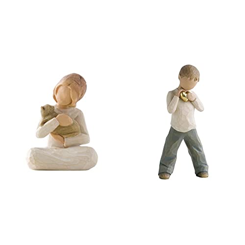 Willow Tree Enesco Figuren 26218, Natur, 7.5 cm & 26142 Figur Herz aus Gold, 2,5 x 3,8 x 14 cm von Willow Tree