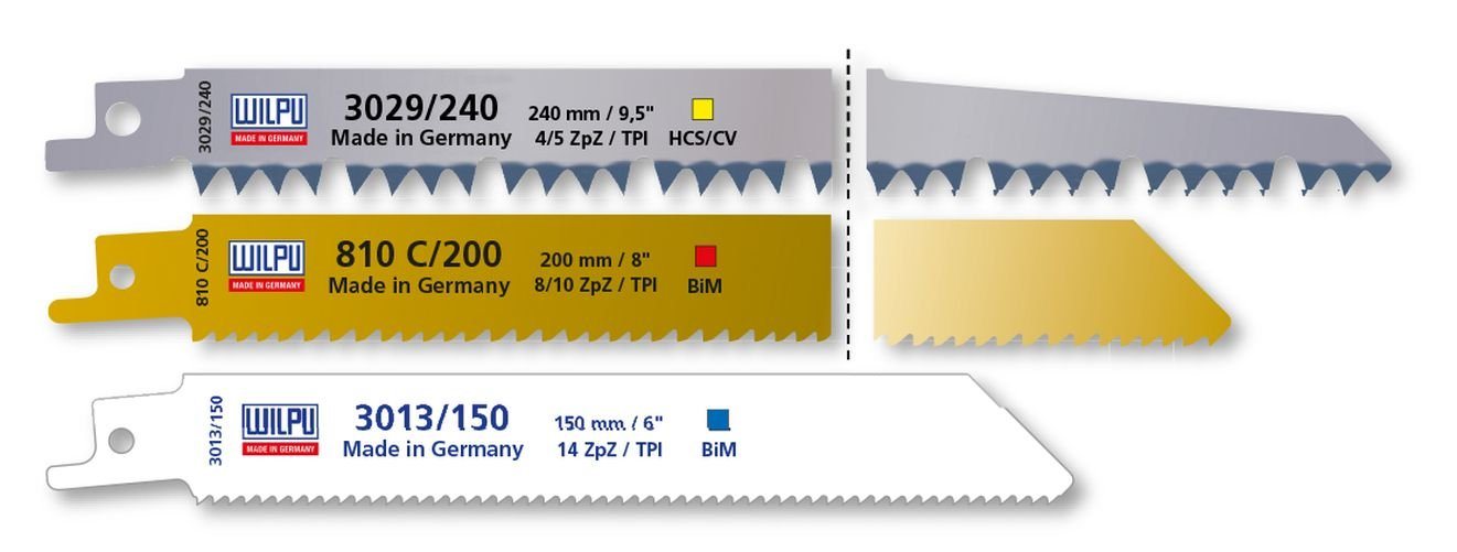 Wilpu Sägeblatt WILPU 3-er Säbelsägeblätter-Sortiment 2 für Holz & Kunststoff von Wilpu