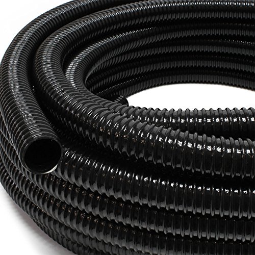 Wiltec Flexibler Förderschlauch 10m Spiralschlauch 25mm (1") schwarz mit Verstärkungsspirale Bewässerung Wasser Teich von Wiltec