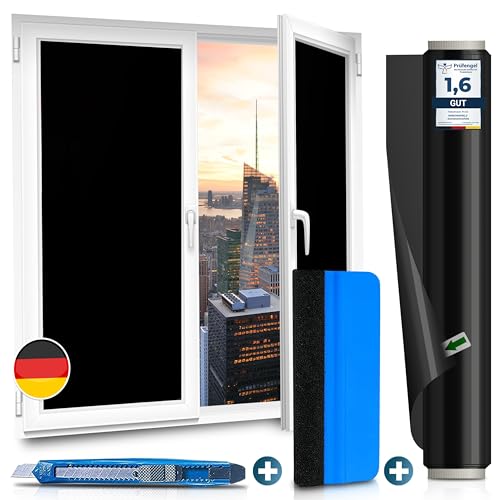 WindowShield® Abdunklungsfolie | Video-Anleitung | Sichtschutz Fenster | selbsthaftende Fensterbilder | Folie selbstklebend | Isolierfolie Kälteschutz | 90 x 200 cm von WindowShield