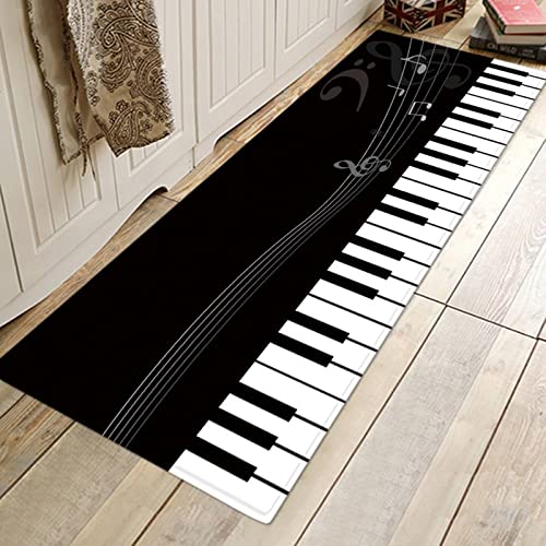 Bereich Teppich rutschfeste Große Türmatte Black & White Piano Keys Gemusterte Teppichbodenmatte Treppenpads für Wohnzimmer Schlafzimmer Flur Küche, 2x6ft von Wingbind